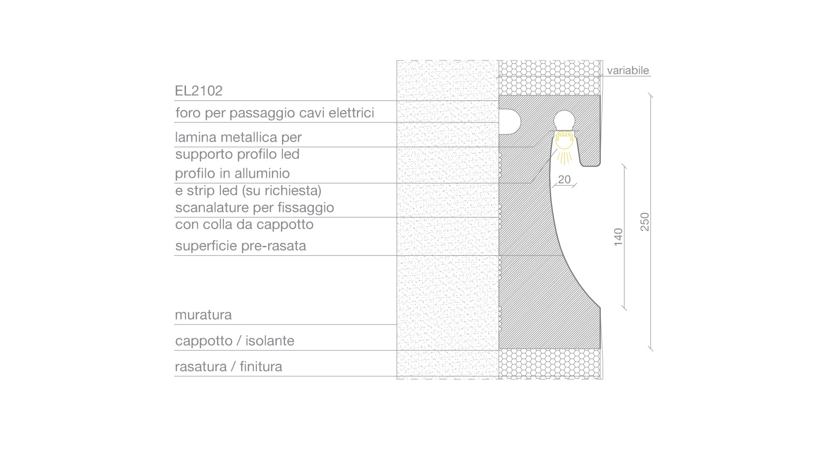 el-2102 segnapasso stondato ad incasso nel cappotto termico disegno tecnico el-2102 segnapasso stondato ad incasso nel cappotto termico disegno tecnico